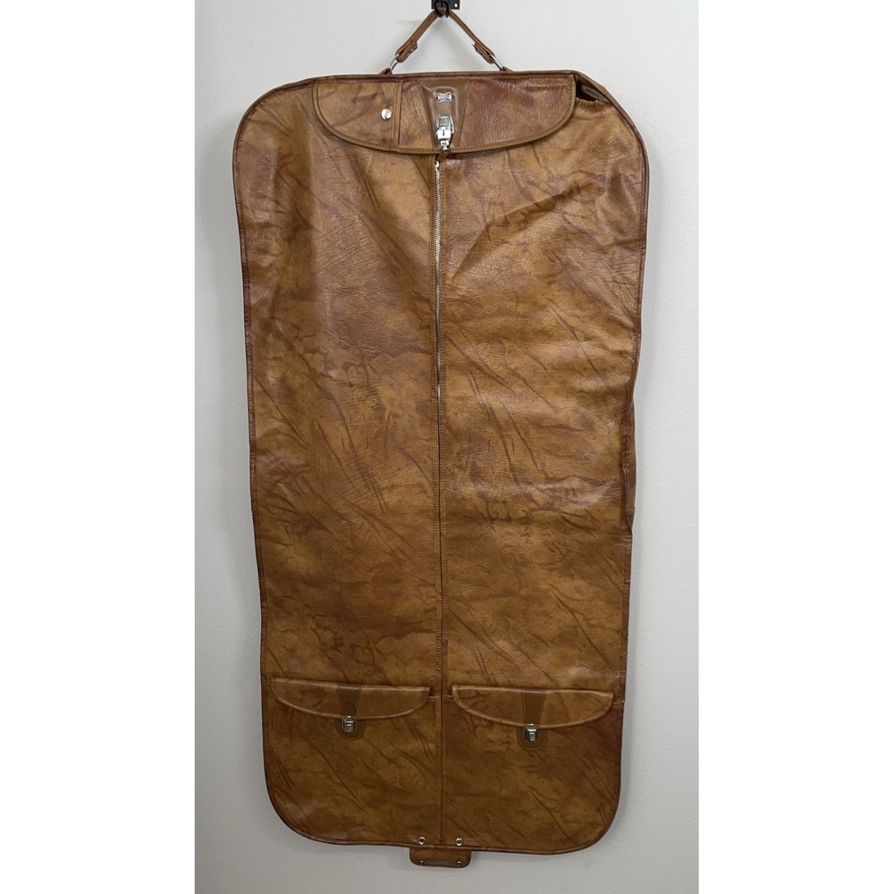 Vintage AMERICAN TOURISTER‎ Luggage Garment Suit Bag Faux Brown Leather
